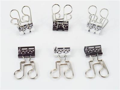 Binder Clip quaver black/white 6 pcs